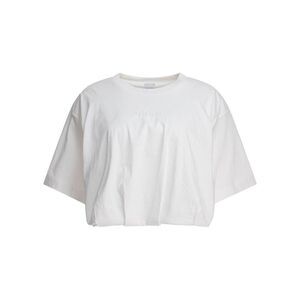 PINKO Women's Embossed Logo Cropped T-Shirt Women WHITE T-Shirts & Tops